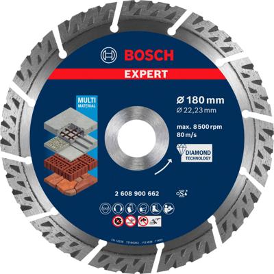 Bosch Accessories 2608900662 EXPERT MultiMaterial Diamanten doorslijpschijf Diameter 180 mm Boordiameter 22.23 mm Steen, Beton, Baksteen 1 stuk(s)