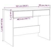 Bureau 101x50x76,5 cm bewerkt hout artisanaal eikenkleur - thumbnail