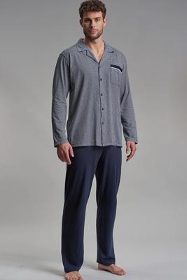 Gotzburg Doorknoop pyjama jersey blauw