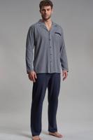 Gotzburg Doorknoop pyjama jersey blauw - thumbnail