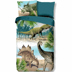 Good Morning Kinderdekbedovertrek "dinosaurussen" - Multi - (140x200/220 cm) - Katoen