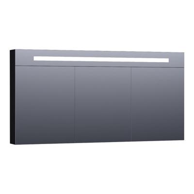 Brauer Promise Deluxe Spiegelkast - 140 cm - met Directe Verlichting - 3 Dubbelzijdige Spiegeldeuren - Mat Zwart