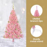 VidaXL Kunstmatig voorverlicht kerstboom met 150 led roze 120 cm pvc - thumbnail