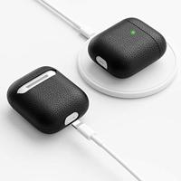 Keybudz Artisan Leren beschermhoes voor Apple AirPods Case, etui hoes, echt leer, hoofdtelefoon oortelefoon accessoires oplaadcase, zwart - thumbnail