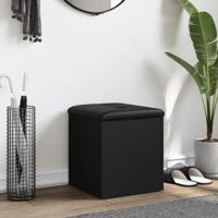 Opbergbank 42x42x45 cm bewerkt hout zwart - thumbnail