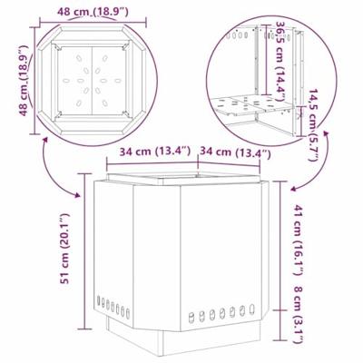 Vuurkorf Bruin 48 x 48 x 51 cm Cortenstaal
