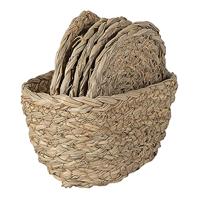 Clayre & Eef Onderzetters voor Glazen Ø 12 cm Bruin Zeegras Rond - thumbnail