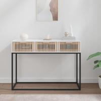 Wandtafel 105x30x75 cm bewerkt hout en ijzer wit - thumbnail