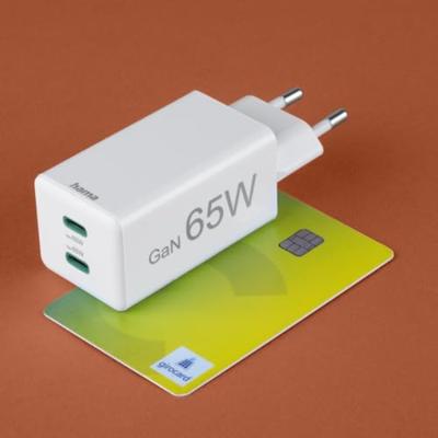 Hama Snellader GaN 2x USB-C PD/Qualcomm® Mini-oplader 65 W Wit
