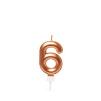 Verjaardagskaars nr 6 rosegoud Spaas - Spaas - thumbnail