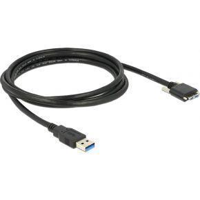 Delock 83598 Kabel USB 3.0 type A male > USB 3.0 type Micro-B male met schroeven 2 m Delock 83598 Kabel USB 3.0 type A male > USB 3.0 type Micro-B male met schroeven 2 m
