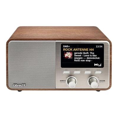 Albrecht DR 760 Radio DAB+, VHF (FM) DAB+, AUX, Bluetooth Behuizing van echt hout, Incl. luidspreker Hout, Bruin, Zilver