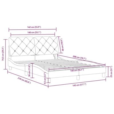 Bedframe met LED zonder matras fluweel lichtgrijs 140x200 cm