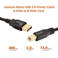 Amazon Basics USB-kabel, USB-A naar USB-B-stekker, USB 2.0, vergulde aansluitingen, 1,8 m, voor printer - thumbnail