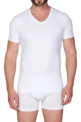 2-Pack Heren T-Shirt V-hals - 32325 - Mannen ondershirts korte mouw - Elastisch biologisch katoen