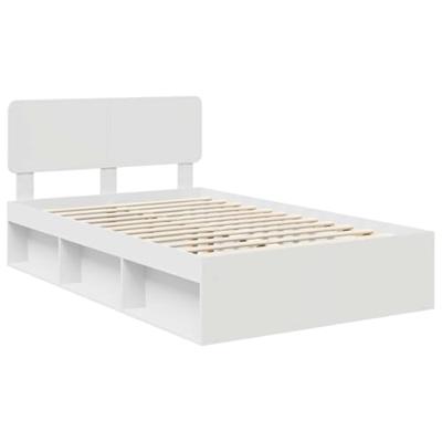 Bedframe met hoofdeinde Wit 135 x 190 cm Massief grenenhout