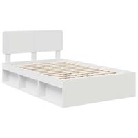 Bedframe met hoofdeinde Wit 135 x 190 cm Massief grenenhout - thumbnail