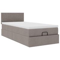Ottoman bed met matras 90x190cm stof taupe - thumbnail
