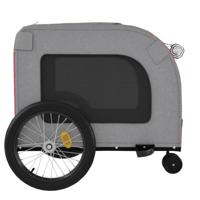 Hondenfietstrailer oxford stof en ijzer rood en grijs - thumbnail