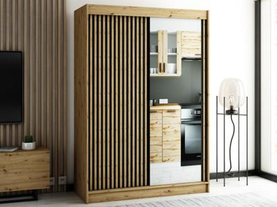 Kledingkast LAMORA 2 schuifdeuren 150 cm artisan eik met spiegel Kledingkast LAMORA 2 schuifdeuren 150 cm artisan eik met spiegel