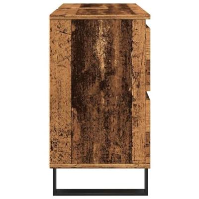 Badkamerkast 80x33x60 cm bewerkt hout oud houtkleurig