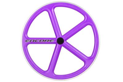 Encore 700C 5 Spaken Voorwiel - Purple - Carbon Weven Encore 700C 5 Spaken Voorwiel - Purple - Carbon Weven