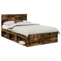 Bedframe met hoofdeinde Gerookt eiken 120 x 200 cm Bewerkt hout - thumbnail