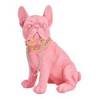 Beeldje Deense dog met riem van poly, roze (B/H/D) 16x21x12 cm - thumbnail