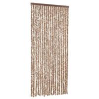 Vliegengordijn 56x185 cm chenille beige en donkerbruin - thumbnail
