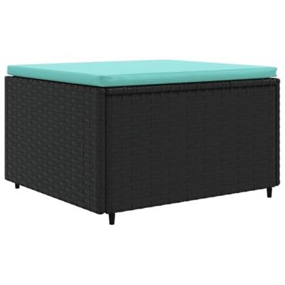 5-delige Loungeset met kussens poly rattan zwart