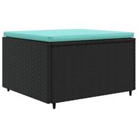 5-delige Loungeset met kussens poly rattan zwart - thumbnail