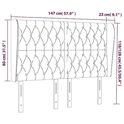 Hoofdbord met randen 147x23x118/128 cm stof donkergrijs