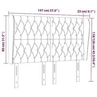 Hoofdbord met randen 147x23x118/128 cm stof lichtgrijs - thumbnail