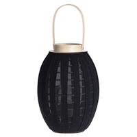 Lantaarn met stof 23x34cm zwart - thumbnail