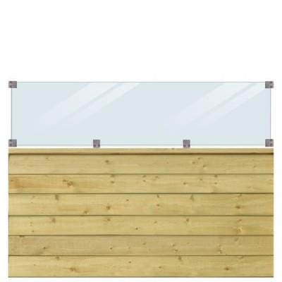 Geïmpregneerd Houten Stapelrabat Schutting Met Glas Klink 174 x 125 CM Geïmpregneerd Houten Stapelrabat Schutting Met Glas Klink 174 x 125 CM
