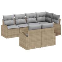 Tuinbankenset met kussen 7 pcs Beige en Licht Grijs poly rattan - thumbnail