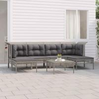 7-delige Loungeset met kussens poly rattan grijs - thumbnail