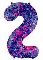 Folieballon Cijfer 2 Paint Splash Neon (86cm) - thumbnail