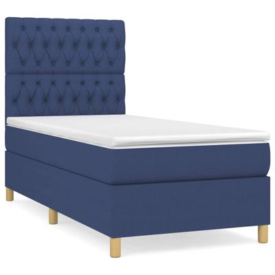 Boxspring met matras stof blauw 90x190 cm