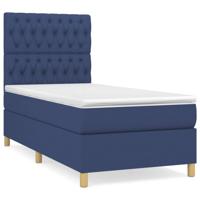 Boxspring met matras stof blauw 90x190 cm - thumbnail