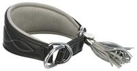TRIXIE HALSBAND HOND ACTIVE COMFORT VOOR WINDHONDEN LEER ZWART / GRIJS 21-26X4 CM - thumbnail