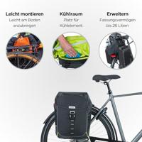 Basil miles double bag - waterdichte dubbele fietstas, unisex, sportief, zwart-limoen - thumbnail