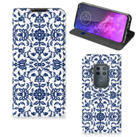 Motorola One Zoom Smart Cover Flower Blue - thumbnail