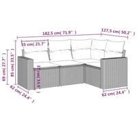 4-delige Loungeset met kussens poly rattan zwart - thumbnail