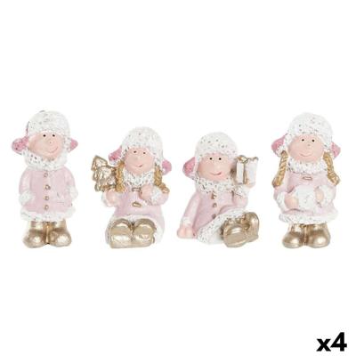 Kerstversiering DKD Home Decor Hars Engel (3,5 x 2,5 x 4 cm) (4 Stuks)