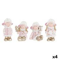 Kerstversiering DKD Home Decor Hars Engel (3,5 x 2,5 x 4 cm) (4 Stuks) - thumbnail
