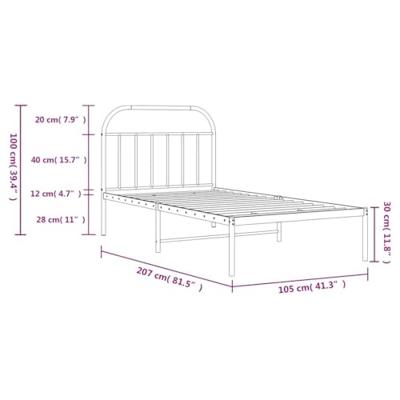 Bedframe met hoofdbord metaal wit 100x200 cm