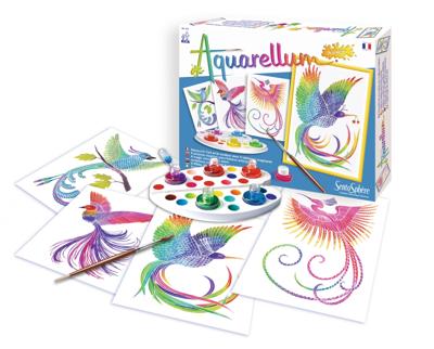 Aquarel schilderij - SENTOSPHERE - Aquarellum Junior - Paradijsvogels - 5 kleuren - Omlijnd op perkamentpapier - Vanaf 6 jaar