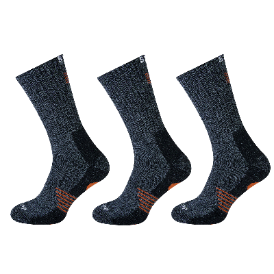 STAPP Wandelsokken Techno Bamboo 3-pack Dark Grey Orange-43/46