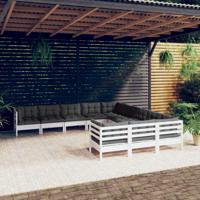 11-delige Loungeset met kussens grenenhout wit - thumbnail